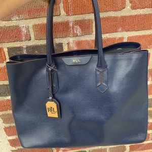 Ralph Lauren navy blue handbag real leather